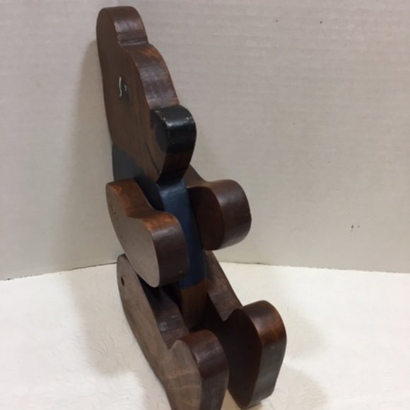 VTG Solid Wood Brown Bear w/Articulating Arms & Legs, Sits & Stands Folk Art 12" - Picture 6 of 9